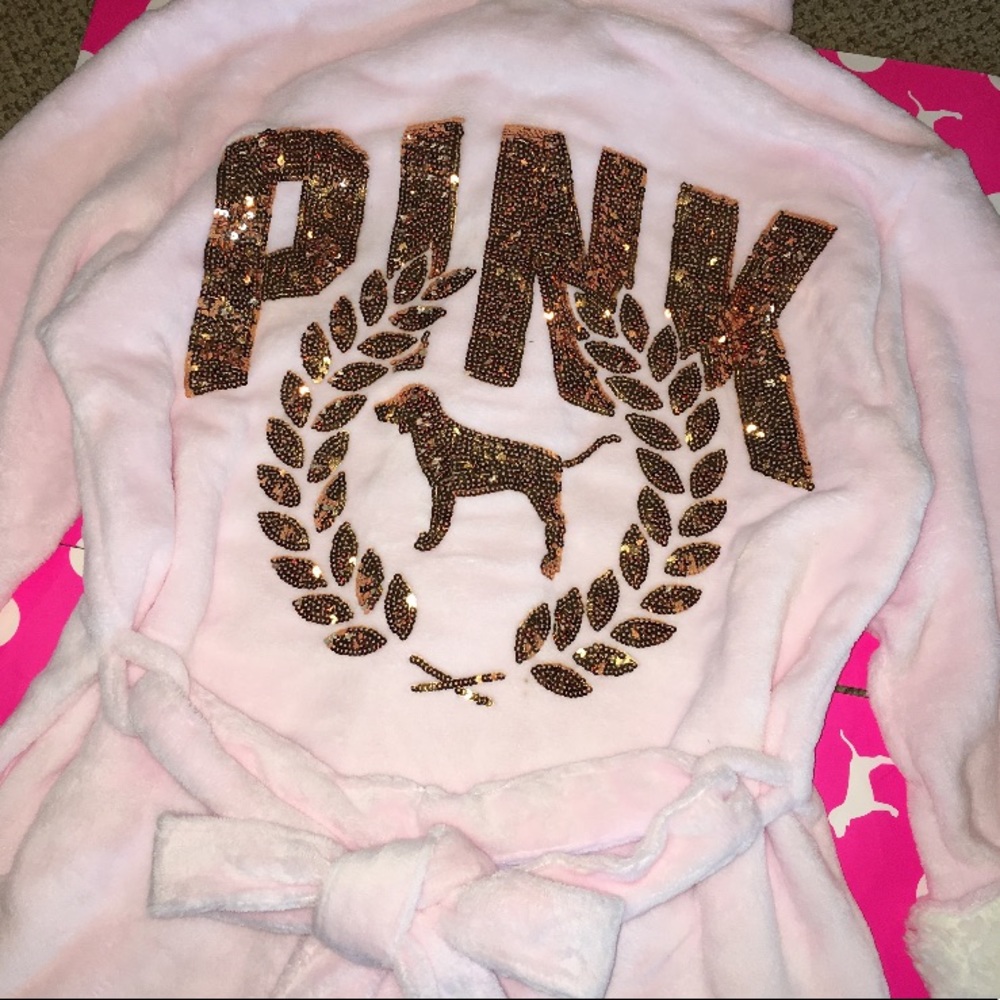 🎉SALE🎉New VS Pink Sherpa Lined Robe XS/S - Picture 3 of 8